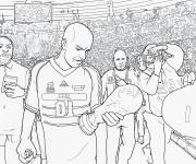 Coloriage Zidane et le troph&eacute;e de la Coupe du monde 1998