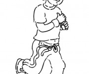 Coloriage Enfant fait du Jogging