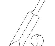 Coloriage Batte et balle  de Cricket