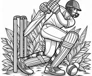 Coloriage Batteur de Cricket avec de l'herbe