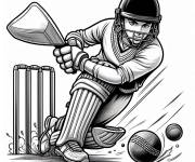 Coloriage Batteur de Cricket d&eacute;taill&eacute;
