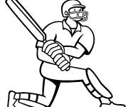 Coloriage et dessins gratuit Batteur de cricket en plein attaque à imprimer