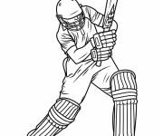 Coloriage Batteur de cricket jouant au cricket