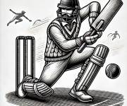Coloriage Batteur devant souches de Cricket
