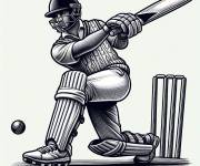 Coloriage Batteur et souches de Cricket