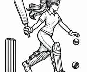 Coloriage Batteur fille de Cricket