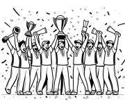 Coloriage C&eacute;l&eacute;bration de l'&eacute;quipe de cricket