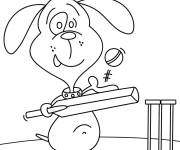 Coloriage Chien jouant au Cricket