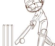 Coloriage Enfant au match Cricket