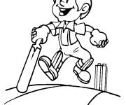 Coloriage Enfant avec batte de cricket en ligne