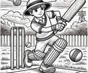 Coloriage Enfant en portant l'&eacute;quipement de batteur de Cricket