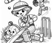 Coloriage Enfants et animaux au Cricket