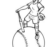 Coloriage Fille sur balle de Cricket