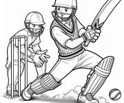 Coloriage Frappeur essaie de chasser la balle de Cricket