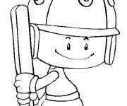 Coloriage Joueur avec batte de cricket au poste d'attaquant