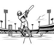 Coloriage Joueur de cricket au b&acirc;ton