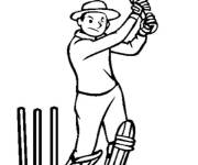 Coloriage et dessins gratuit Joueur de Cricket au d&eacute;but du sport à imprimer