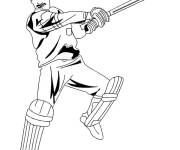 Coloriage Joueur de Cricket avec Batte plate