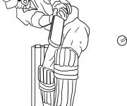 Coloriage Joueur de cricket frappe la balle