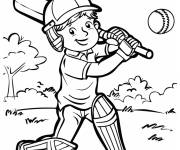 Coloriage Joueur de Cricket heureux en jouant le sport favori