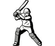 Coloriage Joueur de Cricket professionnel et bien &eacute;quip&eacute;