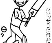 Coloriage Joueur de cricket stylis&eacute; ay crayon noir