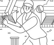 Coloriage Joueur de jeu de cricket en souriant