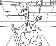 Coloriage Kangourou joueur de cricket
