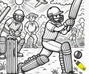 Coloriage L'arbitre surveille la batteur de Cricket