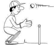 Coloriage et dessins gratuit La balle de cricket se dirige vers la t&ecirc;te du joueur à imprimer