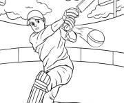 Coloriage Le frappeur de Cricket attrape la balle