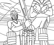 Coloriage Le gardien de guichet et le batteur de Cricket