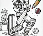 Coloriage Le joueur est en train d'attraper la balle de Cricket