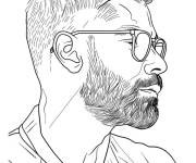 Coloriage Le joueur professionnel Virat Kohli du sport Cricket