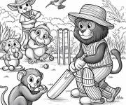 Coloriage Les animaux de la savane en jouant au Cricket