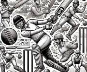 Coloriage Les compétition de cricket