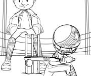 Coloriage Les jeunes en jouant le match de Cricket