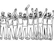 Coloriage Les joueurs de cricket c&eacute;l&egrave;brent leur victoire