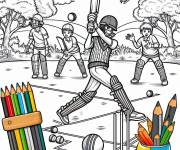 Coloriage Match de Cricket avec des crayons de couleurs