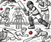 Coloriage Match de Cricket avec des oiseaux
