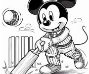 Coloriage Mickey Mouse jouant au Cricket