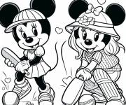 Coloriage Minnie Mouse joue au Cricket