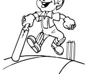 Coloriage Petit joueur de Cricket chasseur de la balle