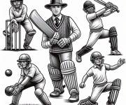 Coloriage Plusieurs postes de sport Cricket
