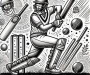 Coloriage Poster de batteur de Cricket
