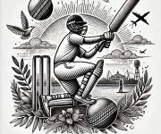 Coloriage Poster imprimable du sport de Cricket