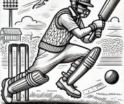 Coloriage Un batteur de Cricket dans le stade