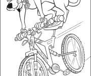 Coloriage Chien Cycliste dessin animé