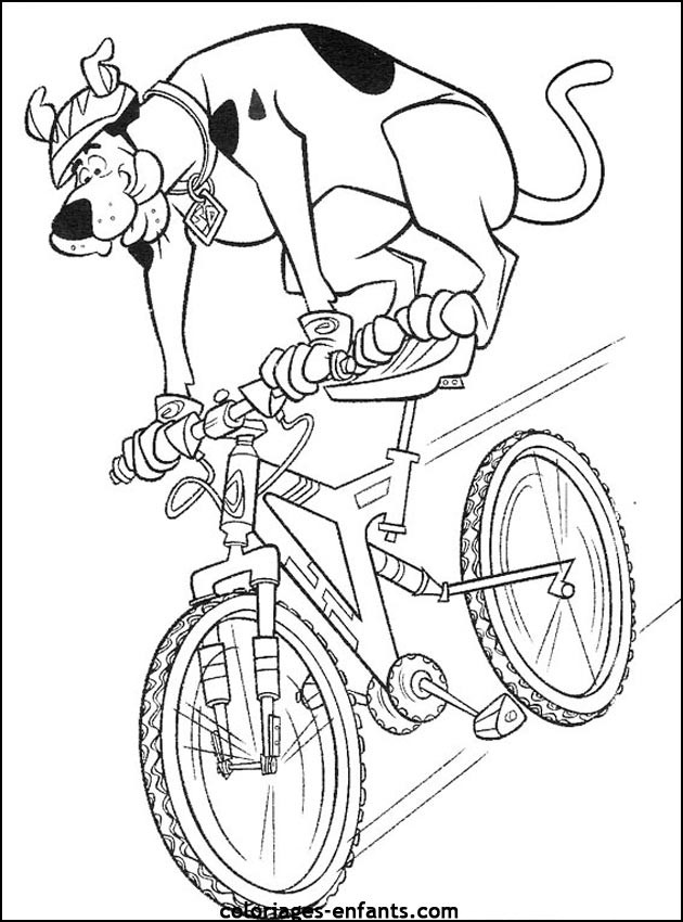 Coloriage et dessins gratuits Chien Cycliste dessin animé à imprimer