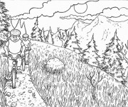 Coloriage Cyclisme dans La Montagne